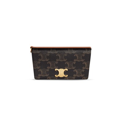 CELINE SHOULDER BAG IN TRAPEZE TRIOMPHE METAL SNAP CALFSKIN 199282EPP.04LU (26.2*14.5*2cm)